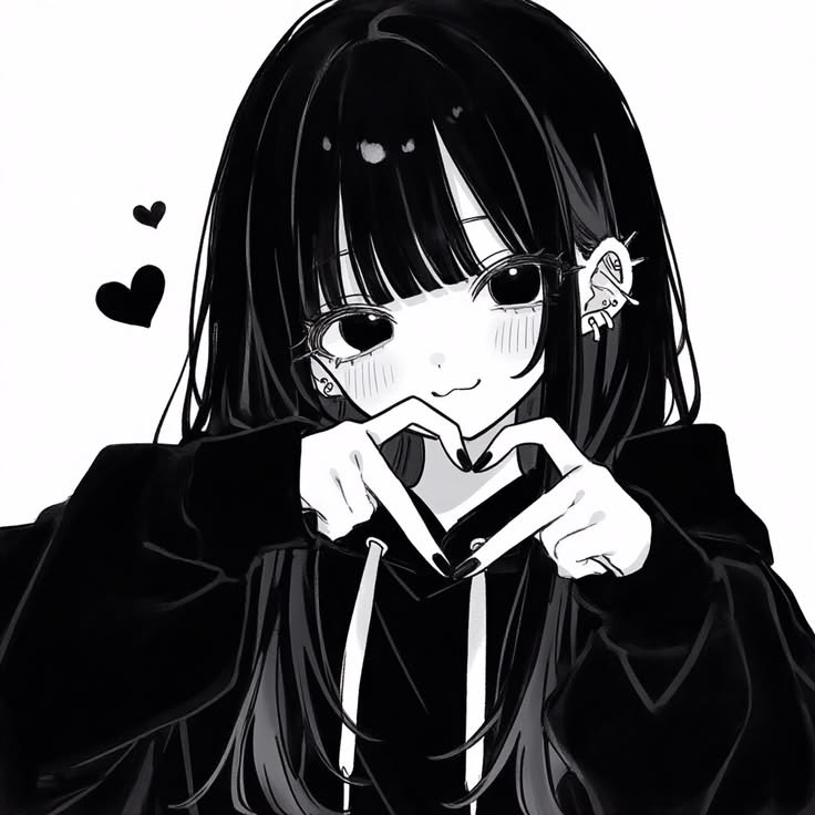 Ilustrasi karakter perempuan bergaya hitam putih